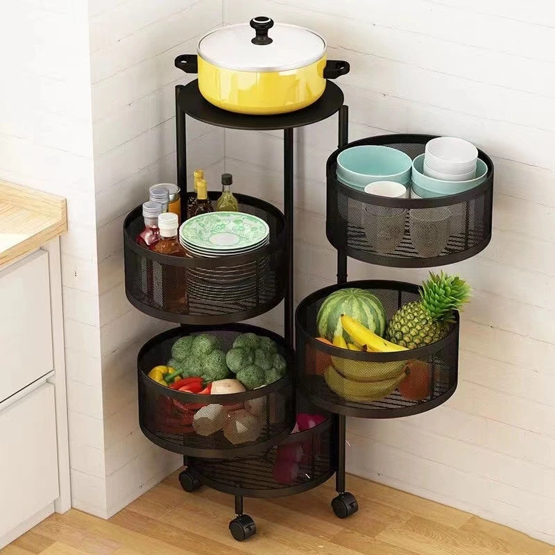 Wholesale/Supplier Modern Furniture Multi-Layer Kitchen Storage-Racks Rotary Storage Shelf Movable Multi-Function Tables