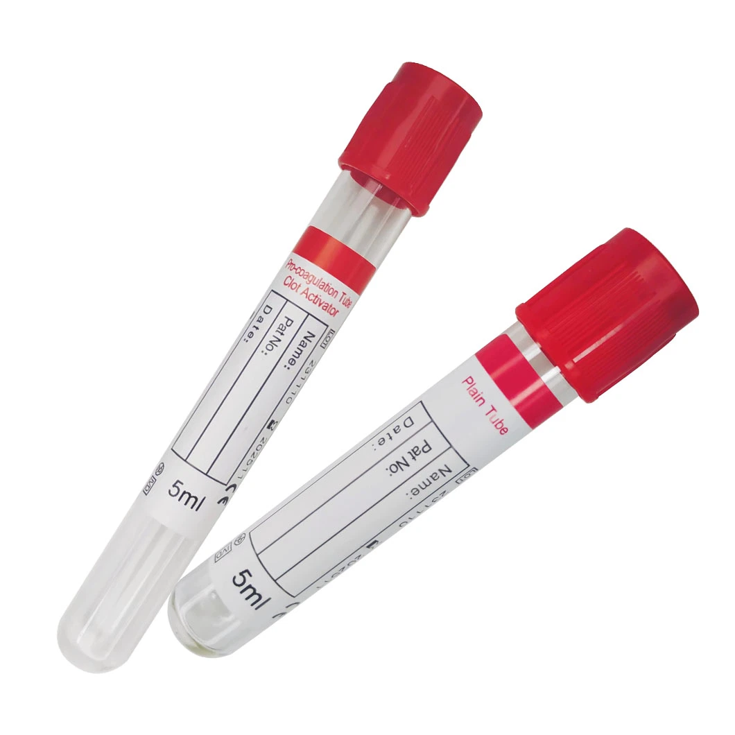 Medical Sterile Red Cap Top Plain Tube Vacuum Blood Collection Tube