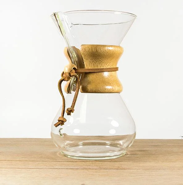 Vidrio de borosilicato Verter cafetera con filtro de malla de acero inoxidable reutilizables.