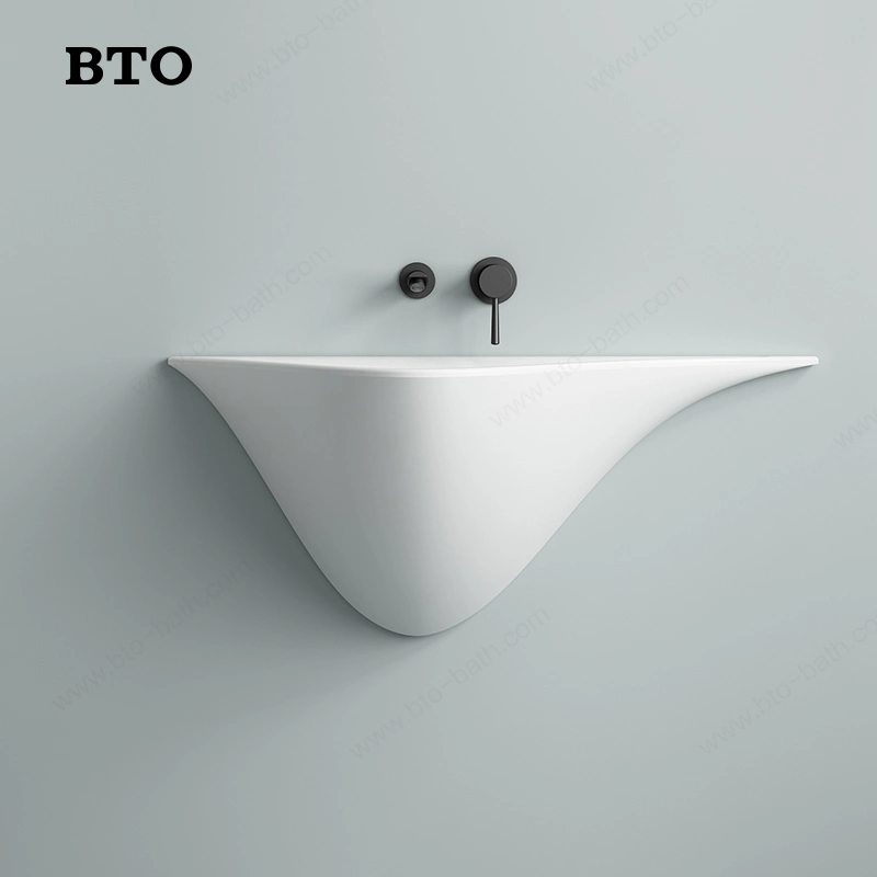 Bathroom Special Shaped White Sink Wall Hung Basin