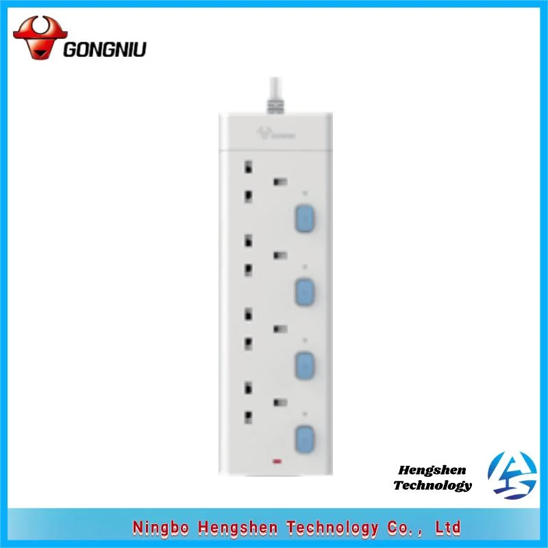 Venta en caliente de la toma de corriente británica con display LED Conector hembra de expansión USB de 4 puertos Light