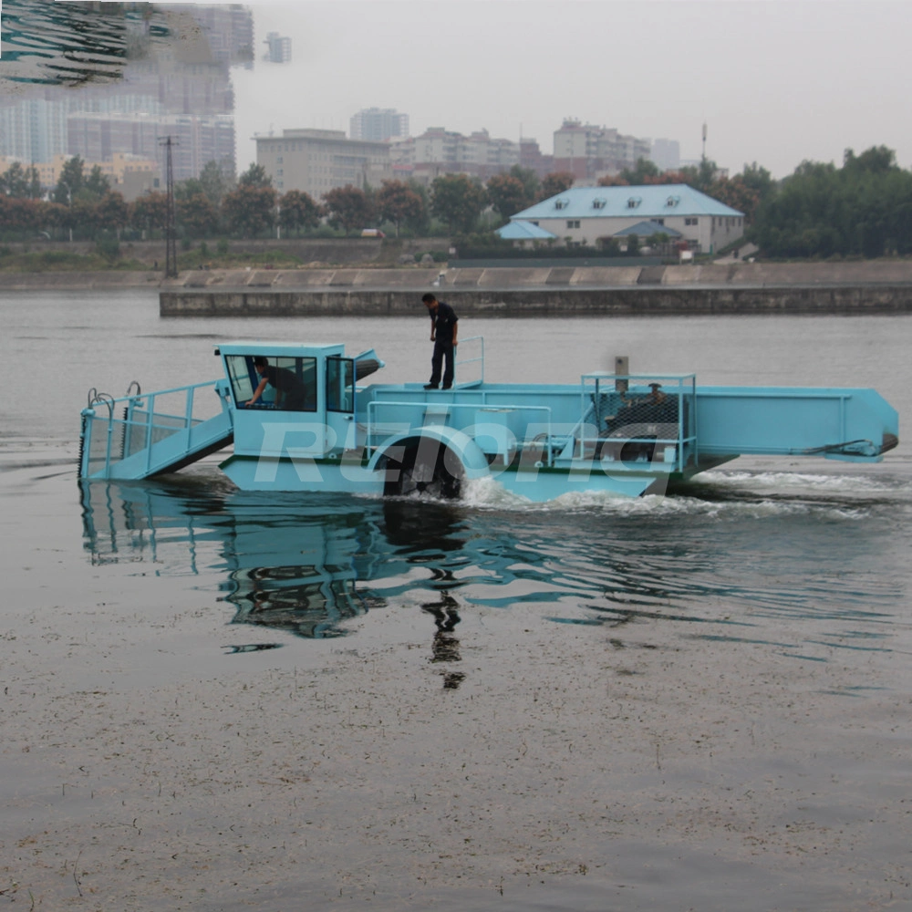 Máquina de recolección de malezas acuáticas para el agua Cortador de juncos de jacinto Rubbish Recolección Limpieza de barcos/recipientes basura Skimmer Remo de barcos/plantas de agua cosechadora