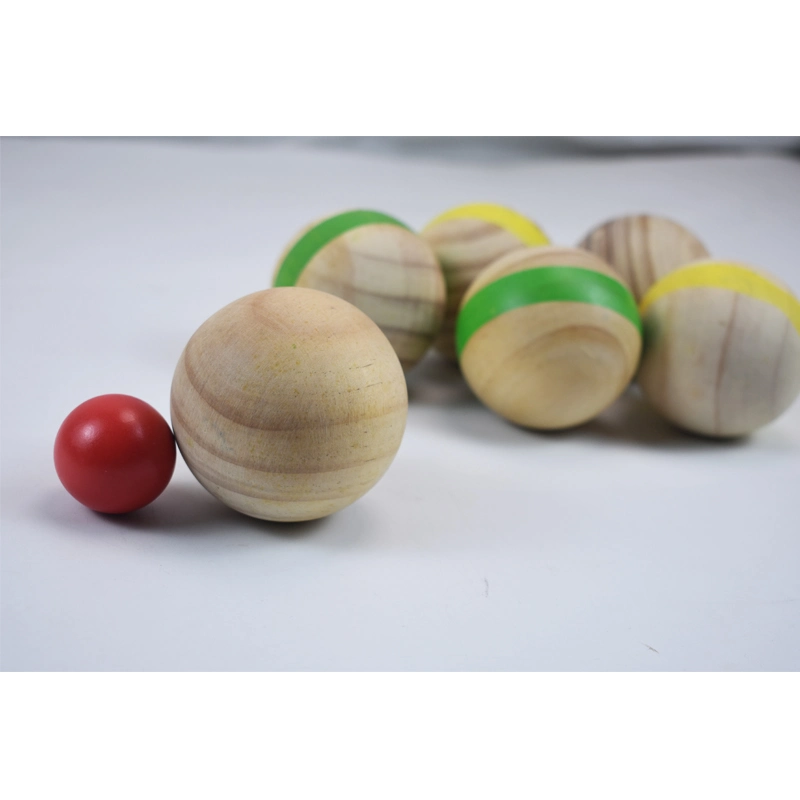 6 PCS Solid Wood Custom Logo Printing Colorful Wooden Bocce Ball Set