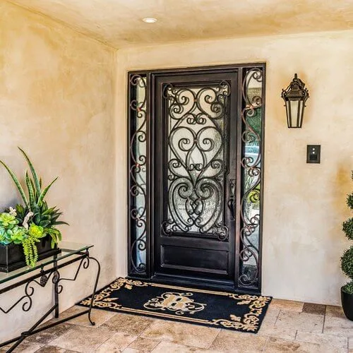 Modern French Glass Doors Wrought Iron Door and Glass Entrance Steel Doors Design