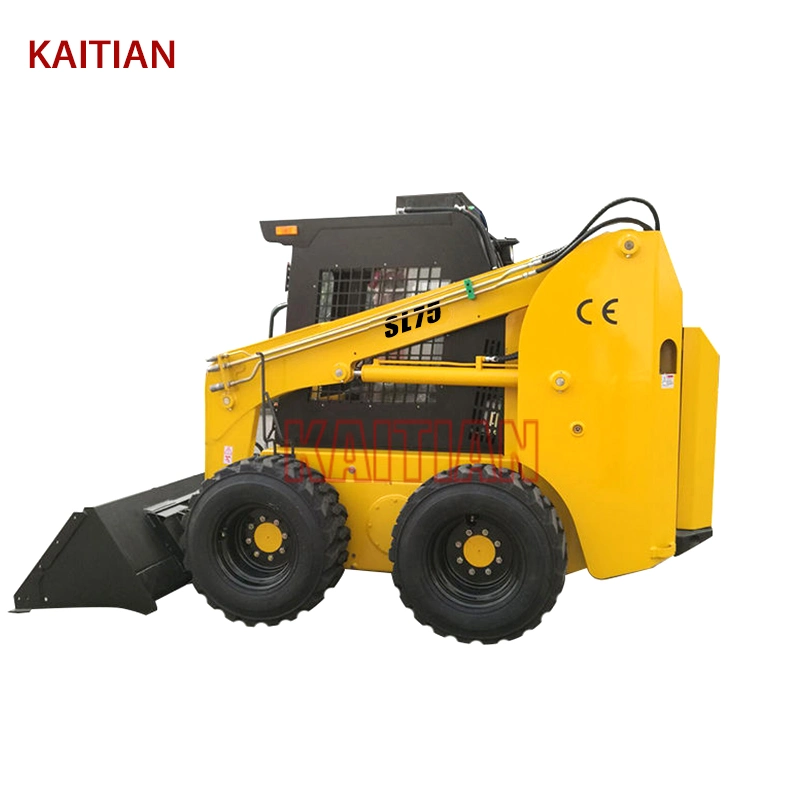 New Model Construction China Diesel Engine Track Moving Mini Skid Steer Loaders Skid Steers with Wood Stump Grinder SL75