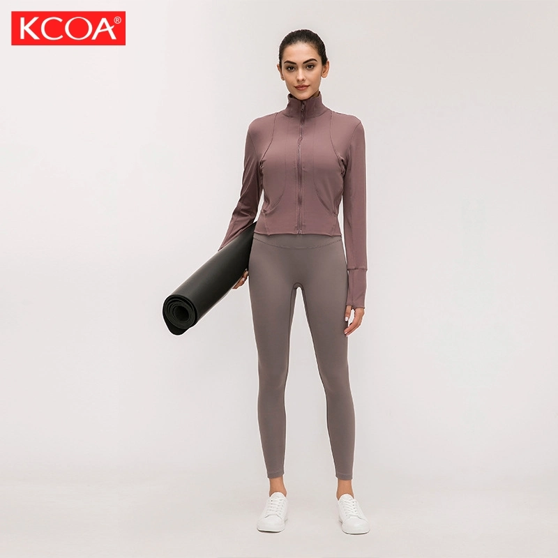 Hot Selling Women Fancy Plain Long Sports Nylon Spandex Jacket