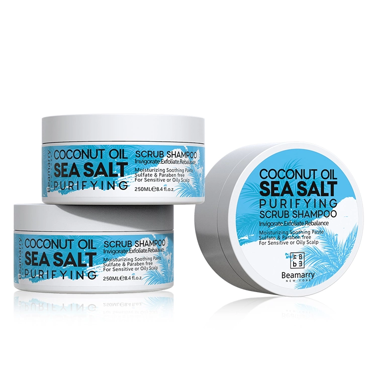 Wholesale Cosmetics Hair Care Hair Treatment Hair SPA Products Beamarry Coconut Sea Salt Purifying Scrub Shampoo for Sensitive or Oily Scalp