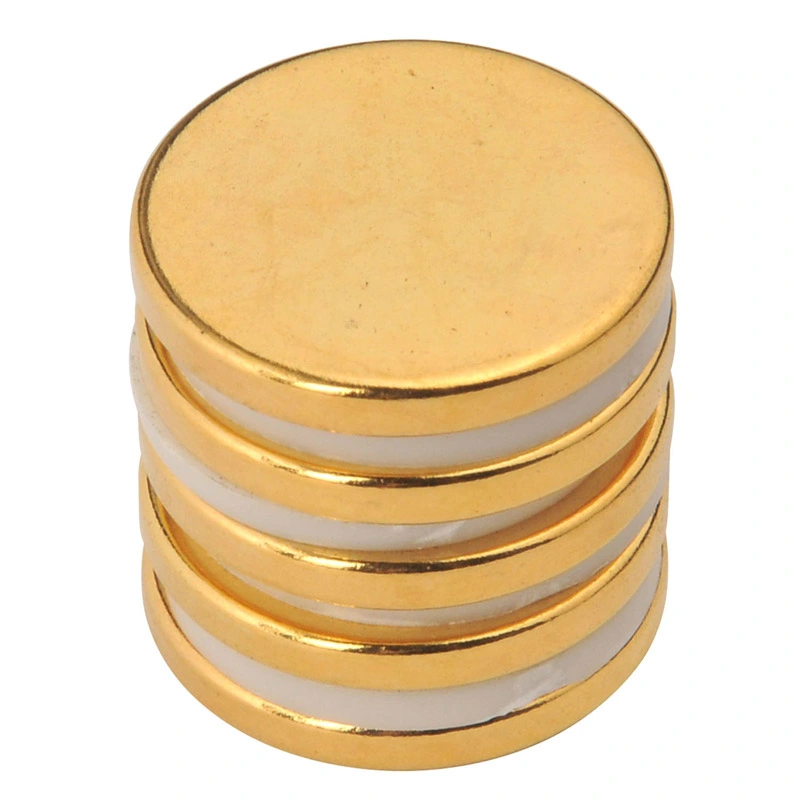 N35-N40 Disc Permanent Neodymium Magnet with Gold Plating