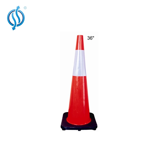 Durable PVC Traffic Safety Cones Black Base with Reflective Collar for Road Barrier