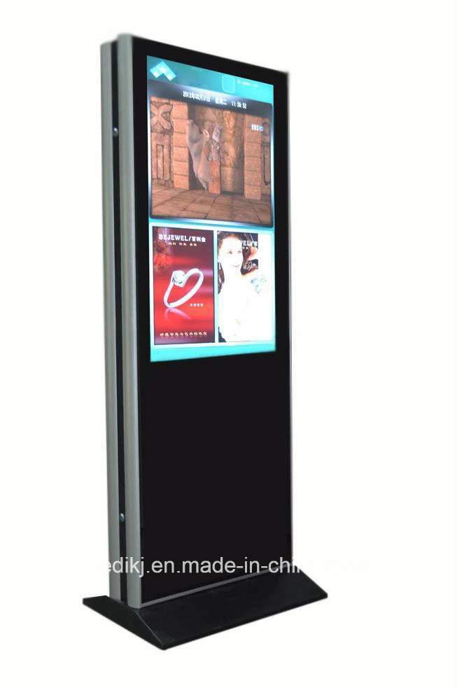 Dedi 55pulgadas vertical en el suelo el monitor LCD de doble cara Publicidad Android Media Player