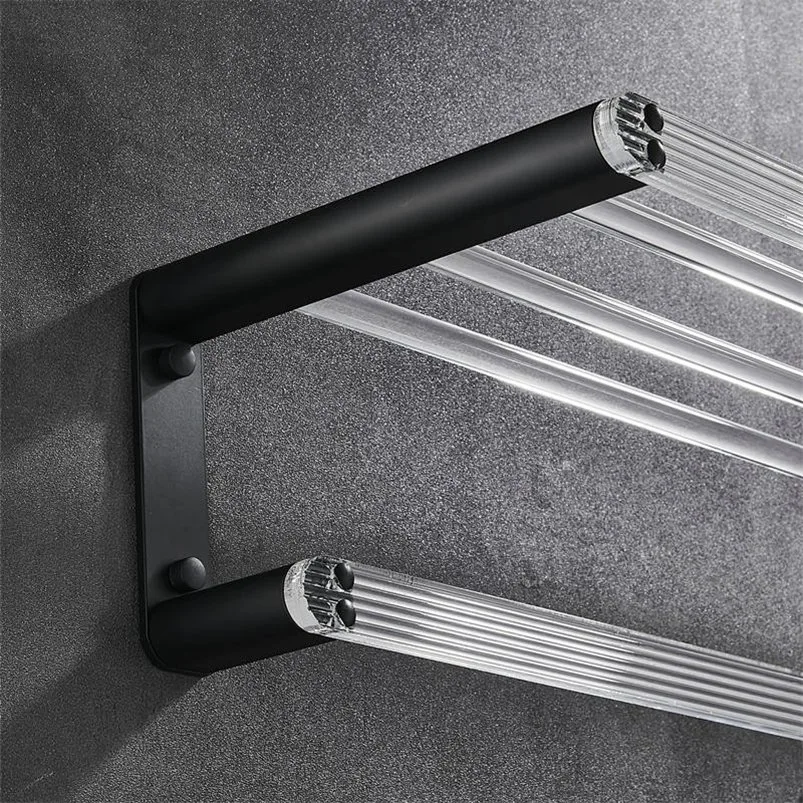 Modern Design Fashionable Bathroom Accessories Set: Black Space Aluminum and Acrylic Pendant Towel Rack