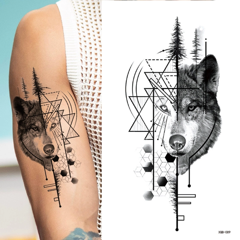 Fashion Black Colored Animal Temporary Body Tattoo Waterproof Arm Tattoo Stickers for Man