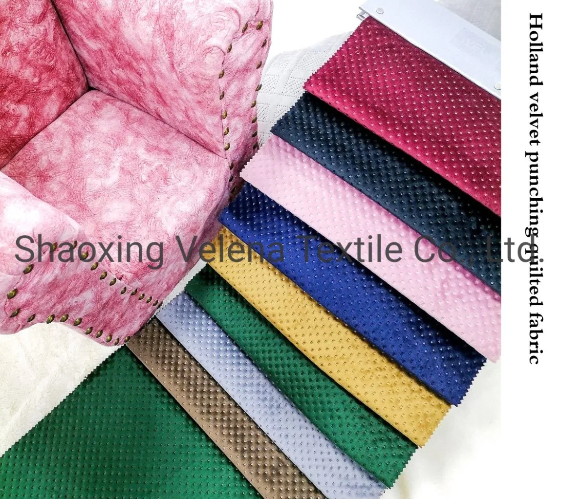 Holland Velvet Punching Plaind Dyeing Bonded Fabric for Sofa Garment & Shoes Home Textile furniture