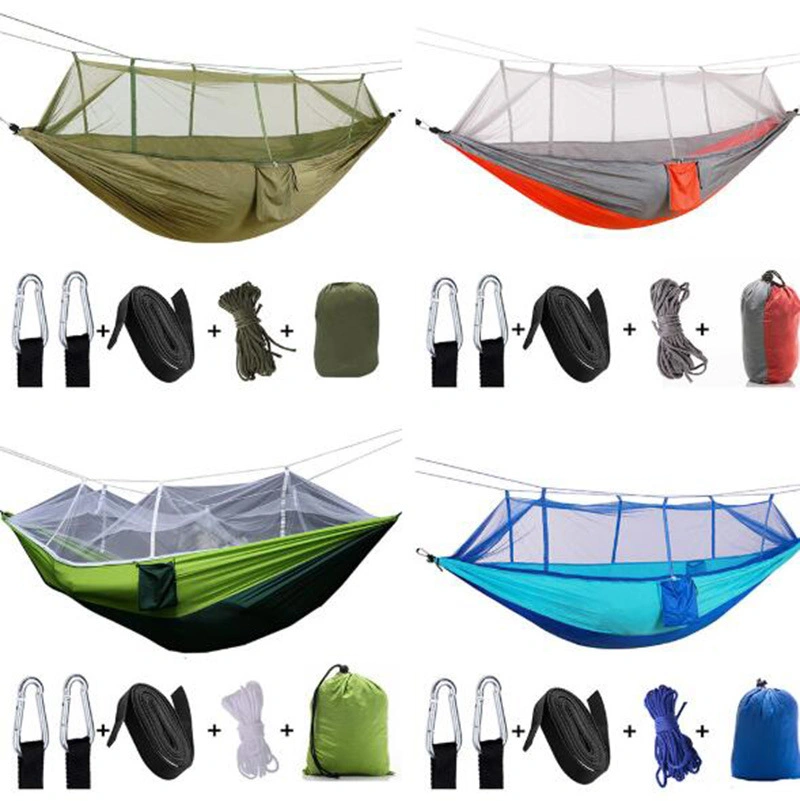 Portátil ultraligero de Camping de Nylon hamacas con mosquiteros Windproof columpio Wyz13012