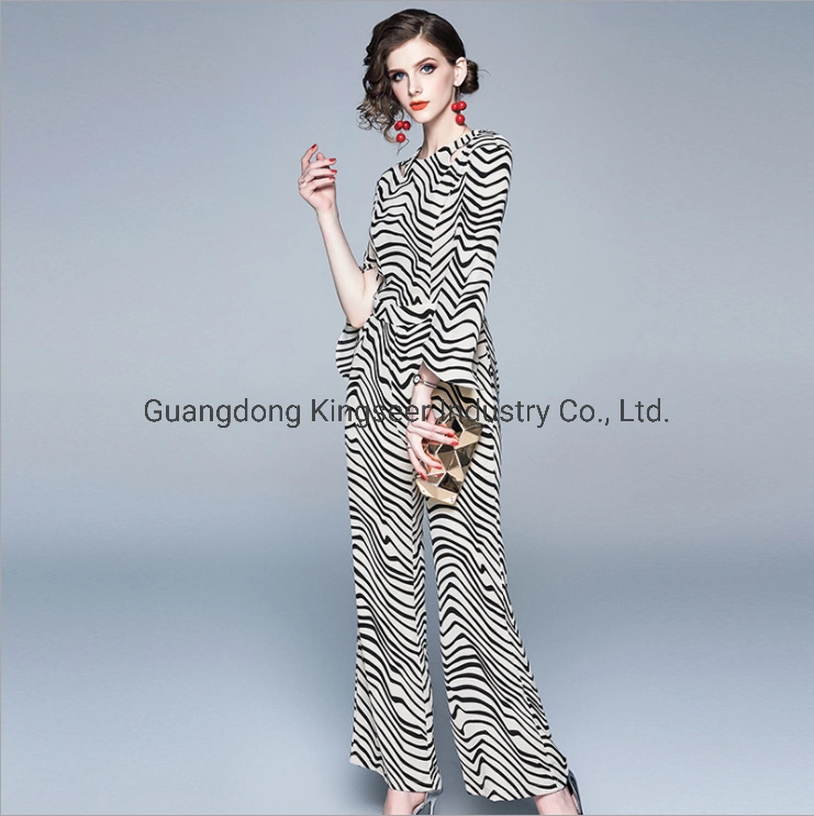 Fashion Ladies Office Dresses Jumpsuit Lady Zebra-Stripe Printing Polyester Women Dress Clothing