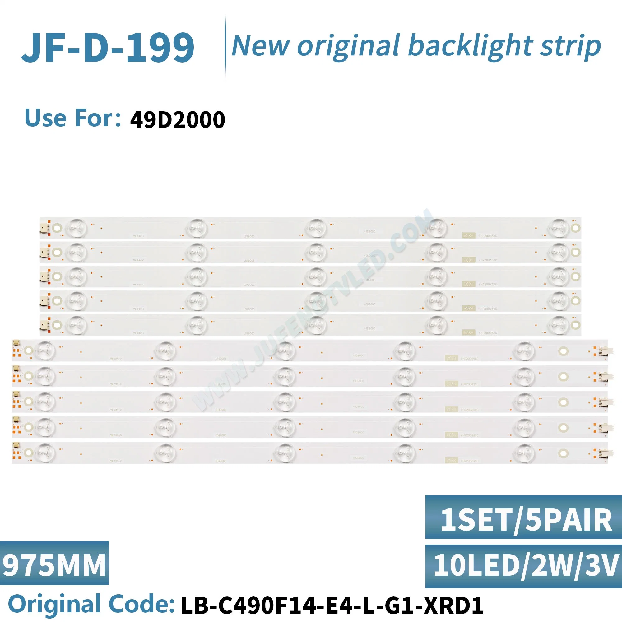 JF-D-199 retroiluminación de TV LED Utilice para 49'' 10LEDs lb-C490f14-E4-L-G1-Xrd1 49dd2000 Tiras DE LED