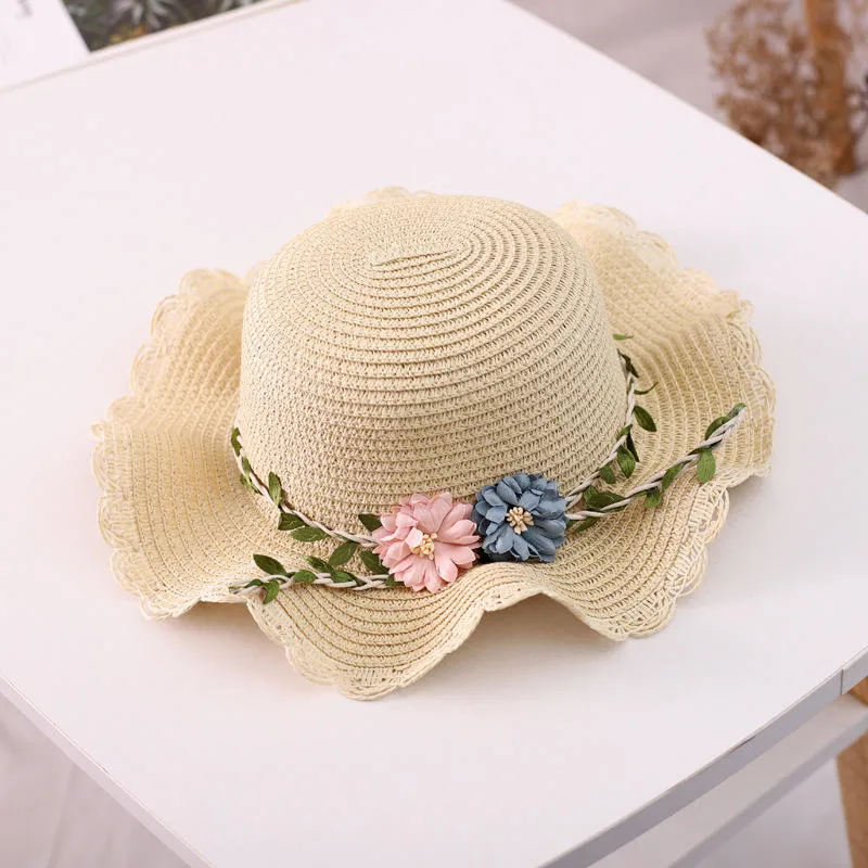 Sonnencreme Sonnenschirm Blume Gras Sand Strand Mädchen Tasche Niedlich Sommer Strohhut