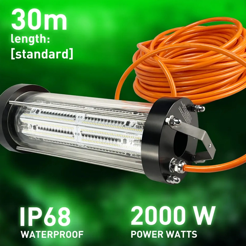 2000watt LED feux de pêche vert IP68 sous-marine à haute efficacité poissons poissons appâts attirer la lumière des lampes d'attirer 180000lm