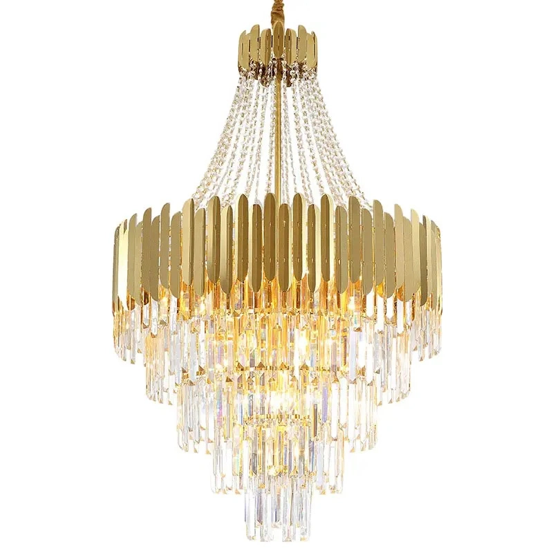 Luxury Crystal Iron Hanging Chandelier LED Pendant Light