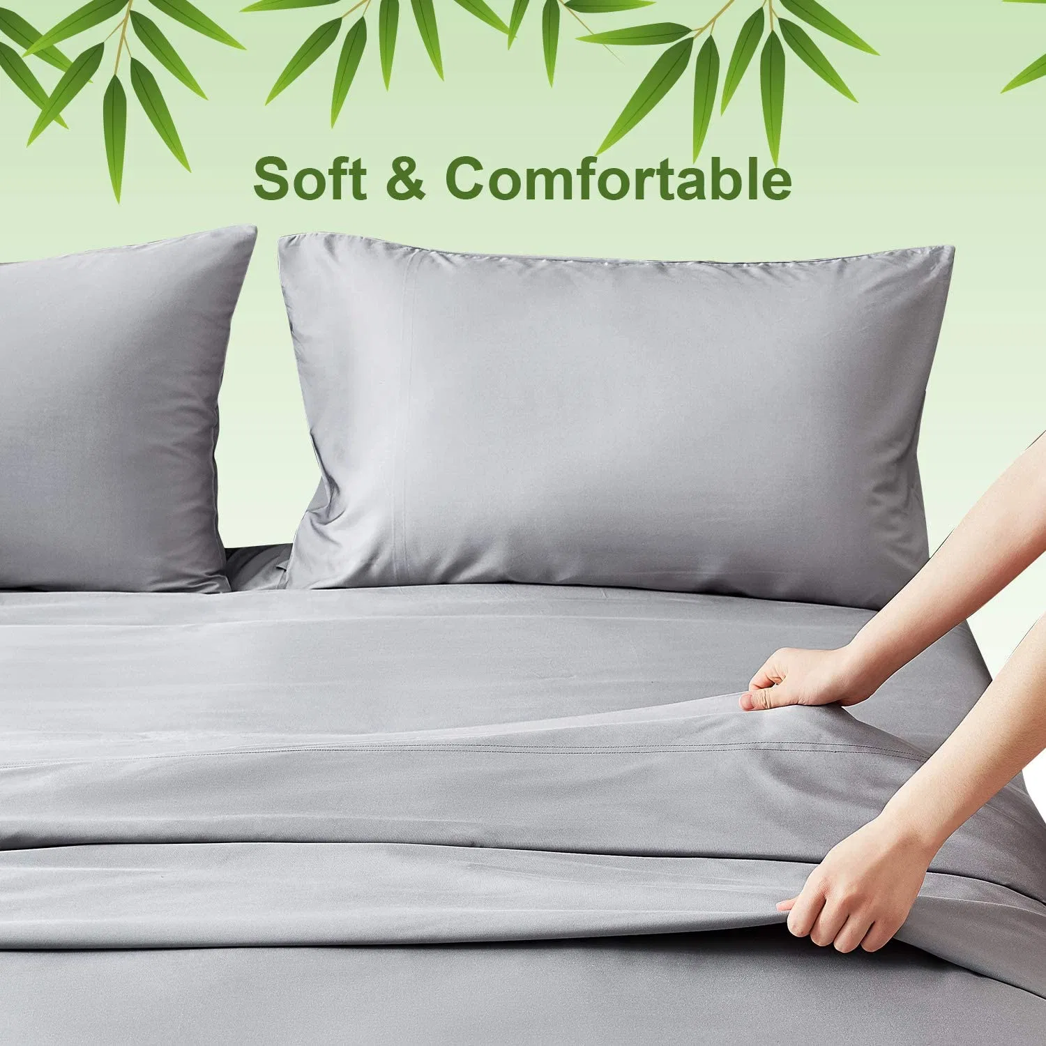 Soft Breathable Deep Pocket 200tc 250tc 100% Organically Grown Bamboo Viscose Fitted Bedsheet Set