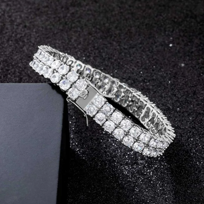 Chinese Factory Custom Hip Hop Iced out Real S925 Silver 10K 14K 18K Gold Lab Grown Diamond Jewelry Tennis Chain Bracelet Fashion Jewelry