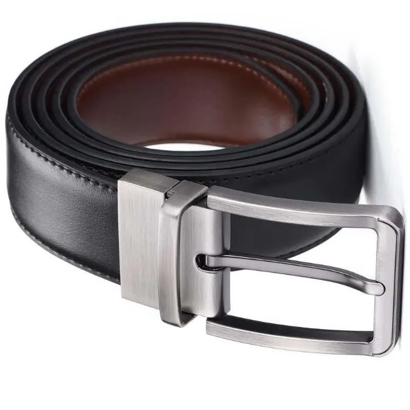 Factory Direct Supply Men&prime; S Genuine Leather Belt Strap Double-Sided Pin Buckle Belt