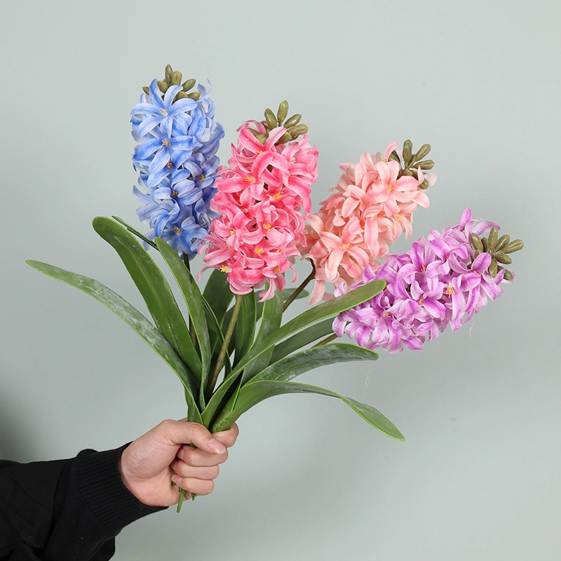 La decoración de boda flor flor artificial Delphinium 42cm con hojas con Rosa Delphinium