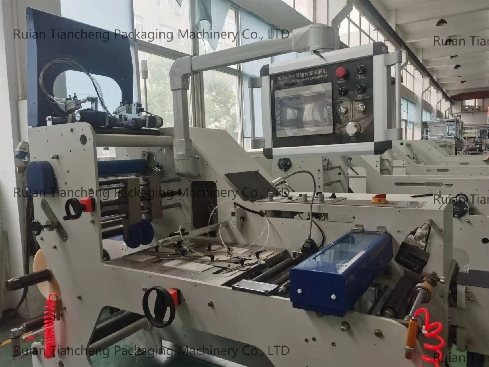 High Speed PVC, Pet Label Gluing Adhesive Center Seaming Making Machine