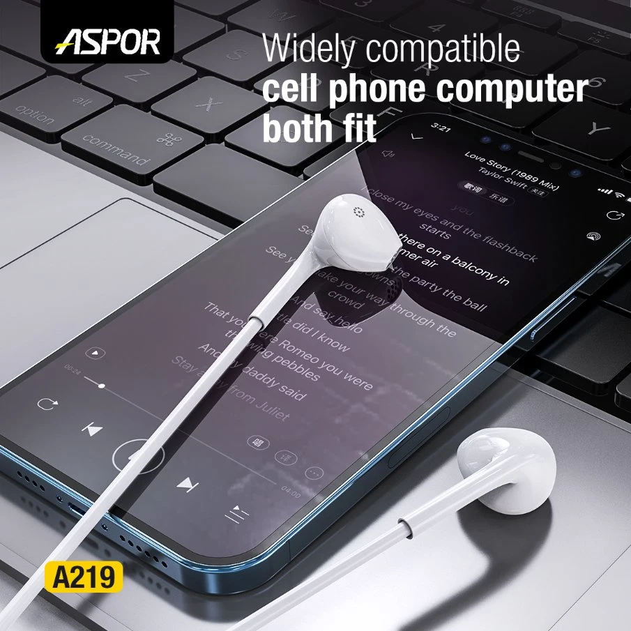 Aspor Nuevo auricular DC 3,5mm manos libres con micrófono