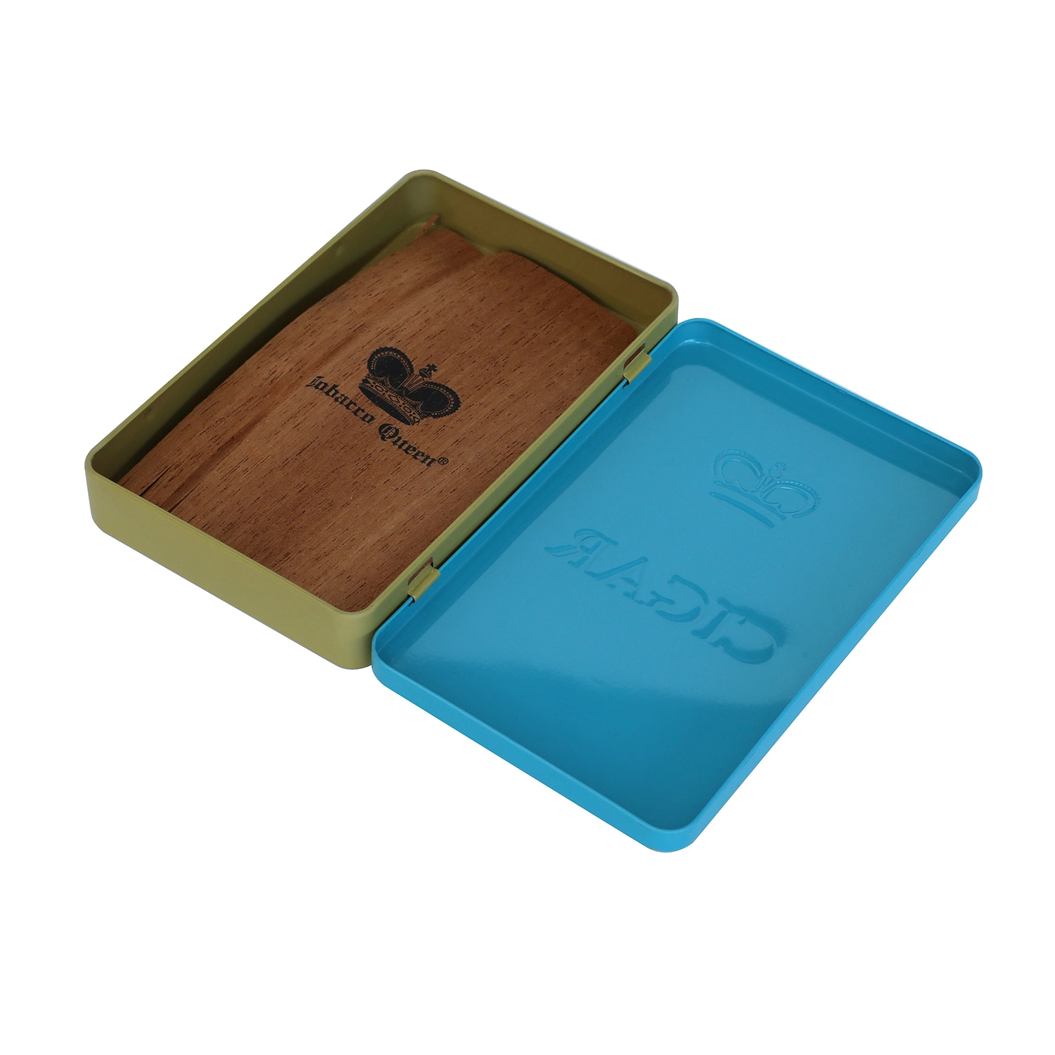 Rectangular Tin Cigarette Cases / Cigarette Packaging Tin Box / Hinged Metal Cigarette Box