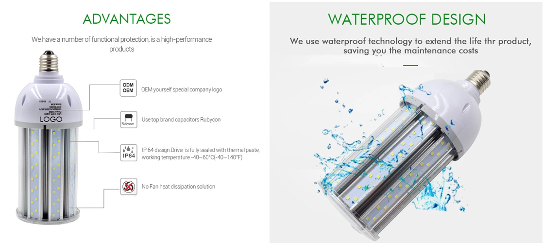 60 واط، 80 واط، 100 واط، لمبة مصباح LED للشارع 120 واط، مصباح الإضاءة عند الذرة مع القوة المعدة