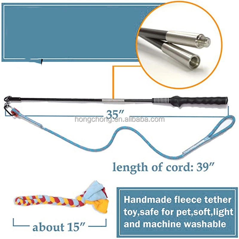 Pet Teaser Rod Bite and Pull Cotton Rope Toy Pet Interactive Training Toy