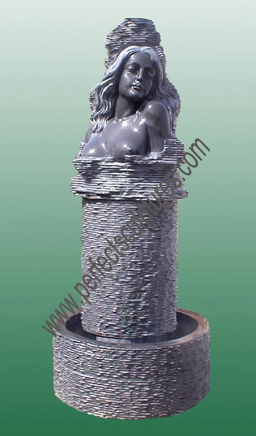 Stone Marble Abstract Nude Woman Wall Fountain for Indoor & Outdoor (QY-S073)