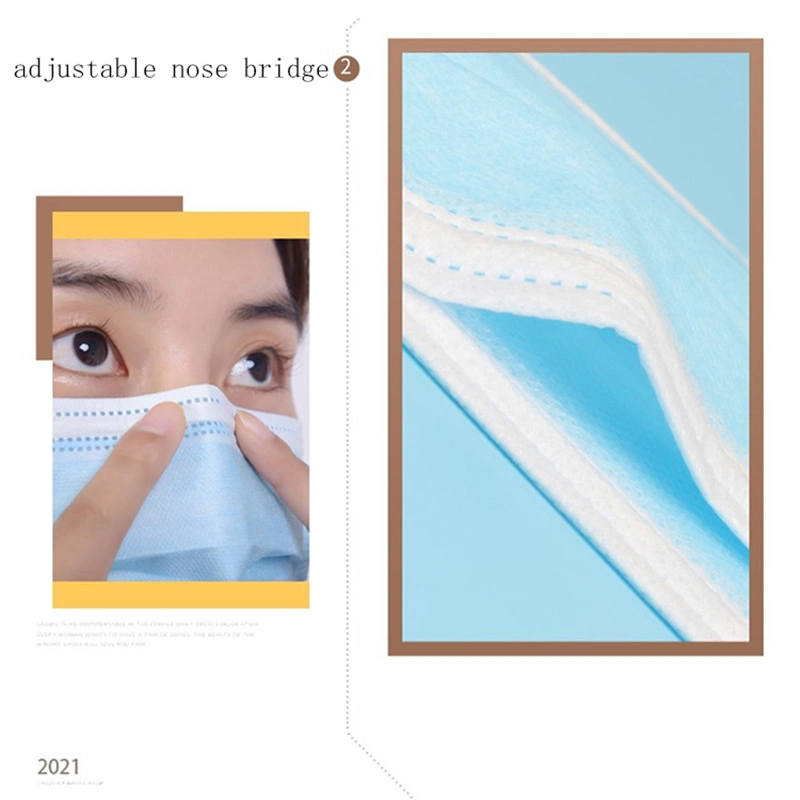 Hot Sales Disposable 3ply Blue Medical Flat Face Mask