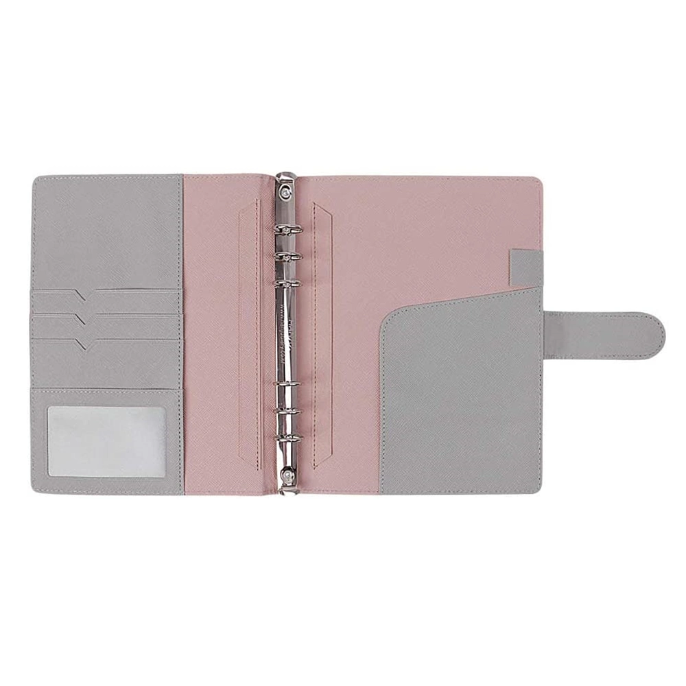 A5 6 anneaux en cuir pu avec reliure à feuilles volantes Carnet avec porte-cartes et poches