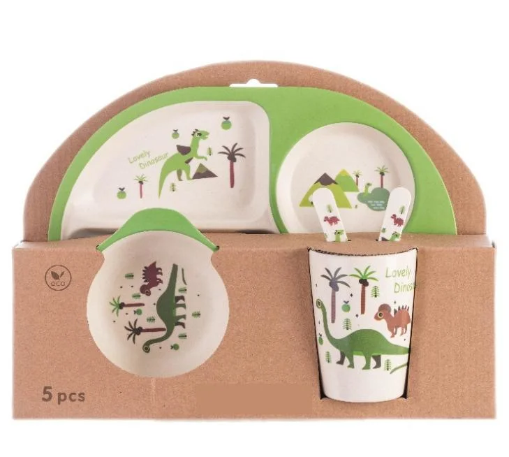 5pcs bebé vajilla Bamboo Kids fibra cena