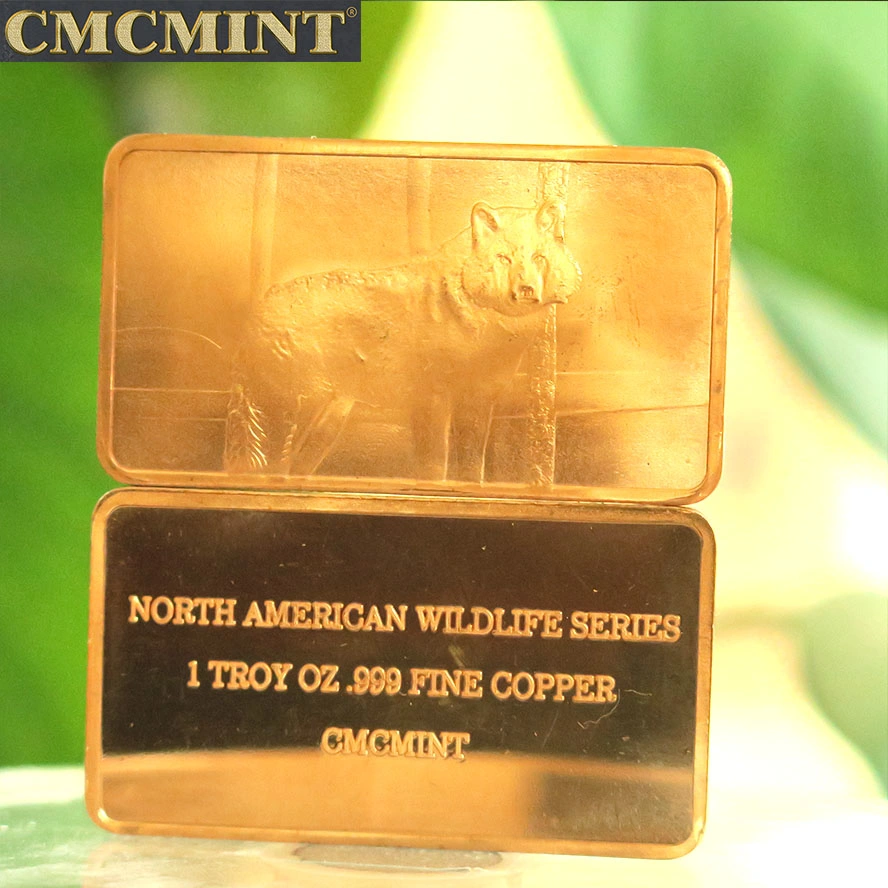 Copper Crafts 1 Oz 999 Fine Copper Wolf Bullion Bars