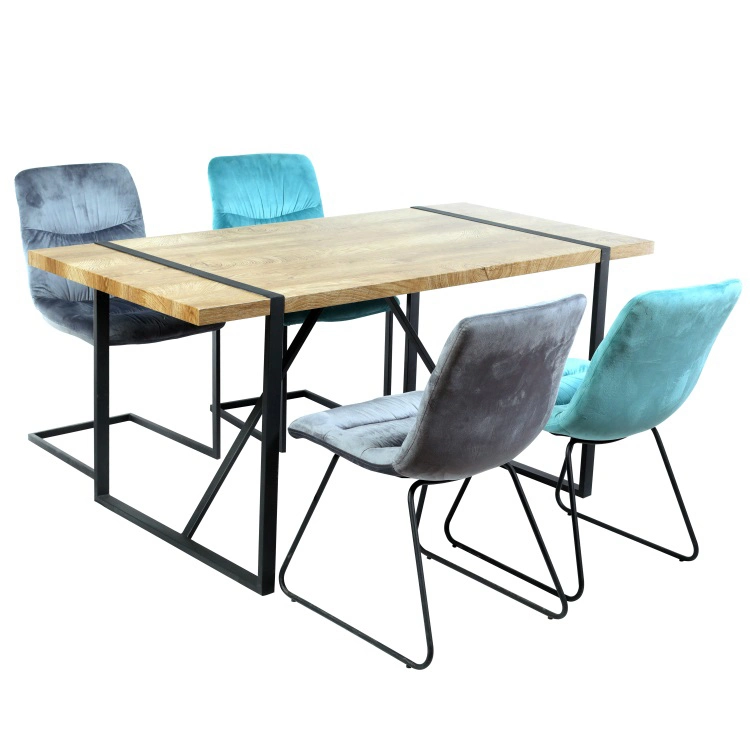 Best Cast Iron Cool Floor Curved Wide Tables Stainless Steel Leg Extra Long Dining Room Table for Six Person