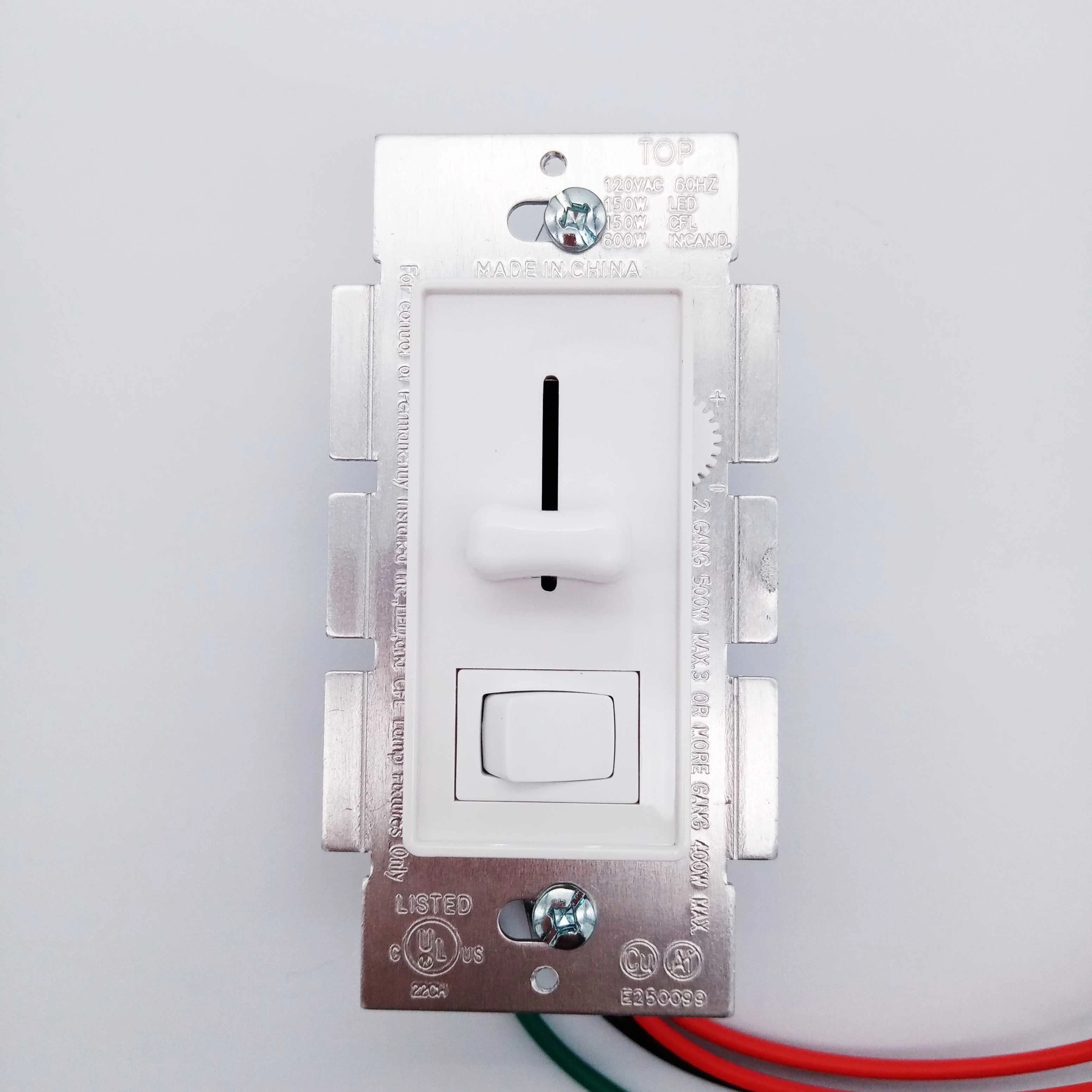 120V instalación de lámpara eléctrica de panel de pared atenuador de potenciómetro deslizante atenuable Controlador de iluminación del interruptor de cama