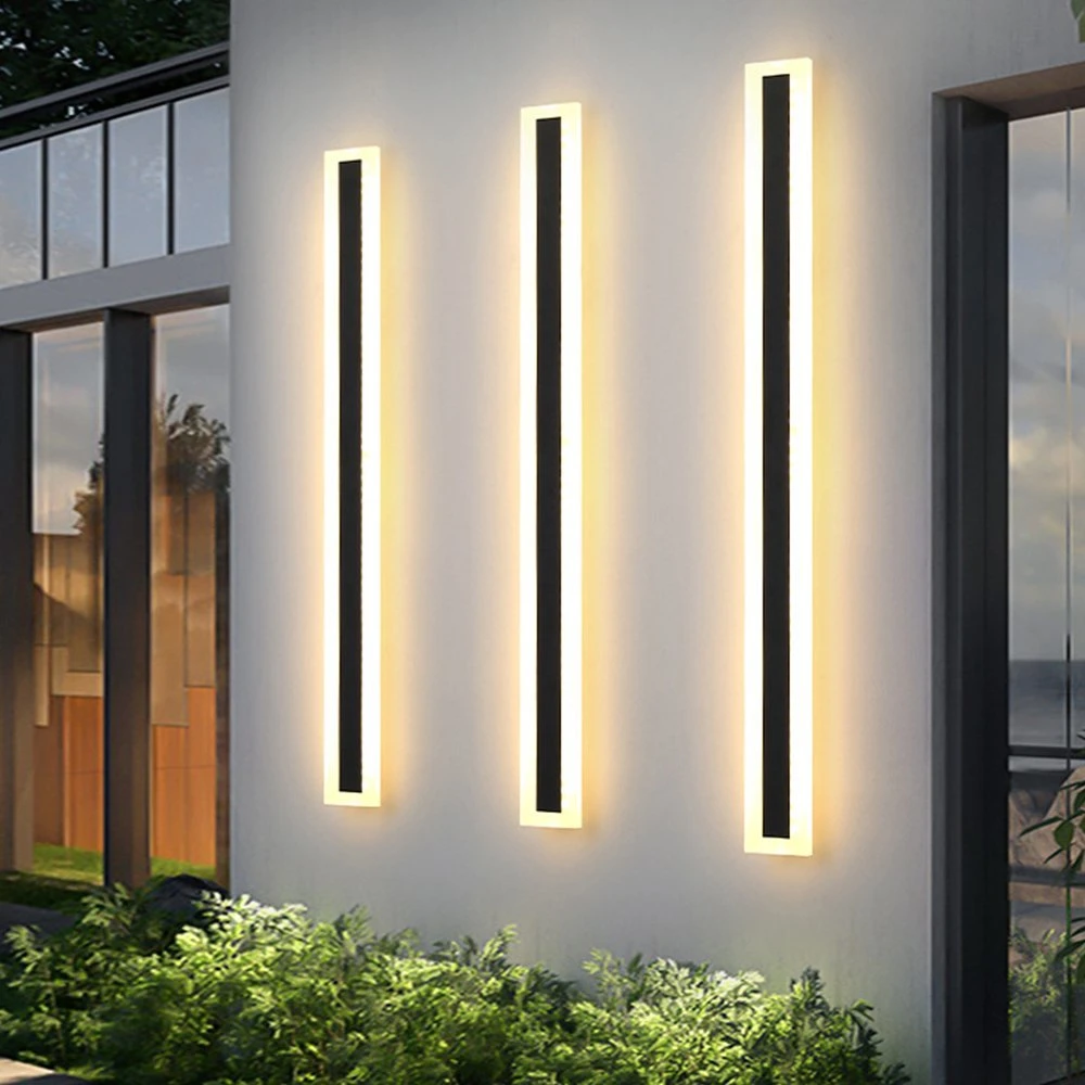 Aplique LED Solar Power para exterior com 180 lâmpadas para jardim Candeeiro de mesa-de-cabeceira Quarto decorativo Interior Long Wall Lamp