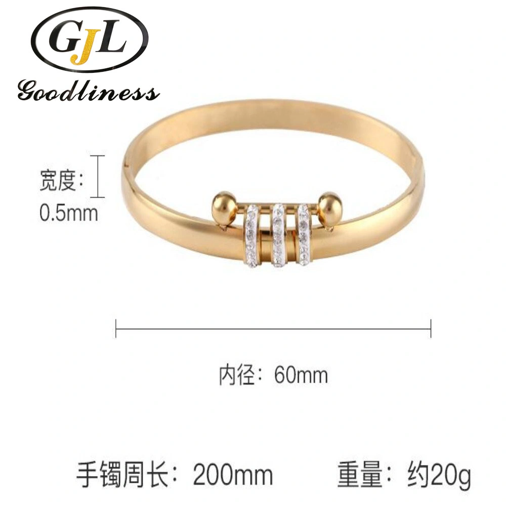 Wholesale/Supplier New Design Stainless Steel 3 Semicircle Rhinestone Bracelet Bangles