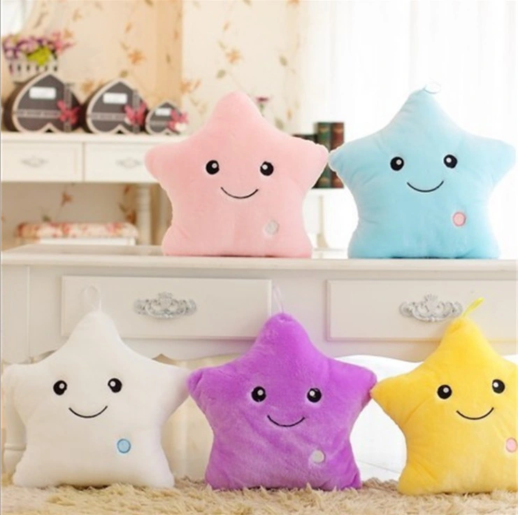 Drop Shopping Custom Kawaii Twinkle Stuffed Plush Toys Luminous Night Light Plush LED Star Shape Glowing Pillow