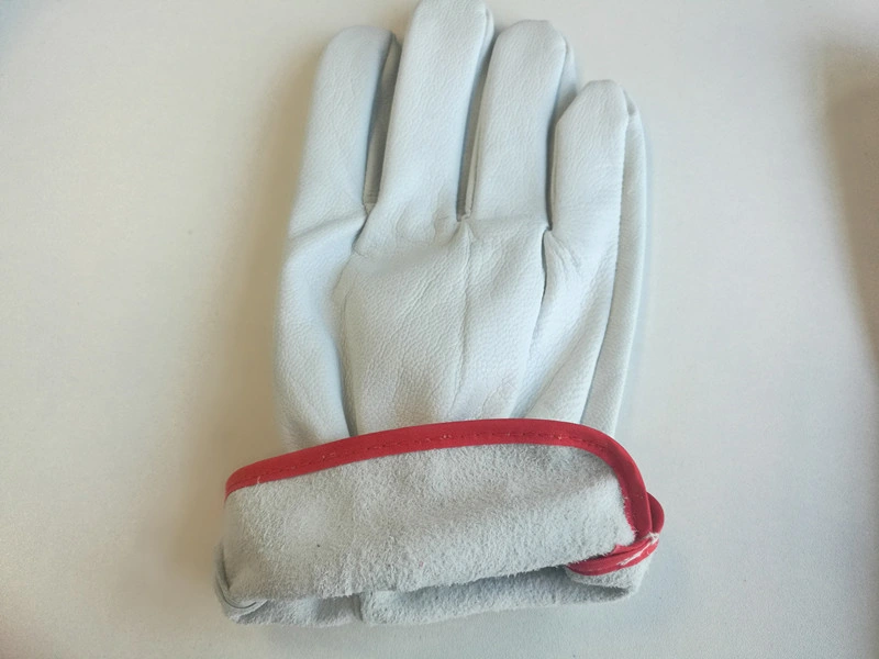 Goatskin Leather Work Driver Gloves White Leather Gloves PPE Work Gloves