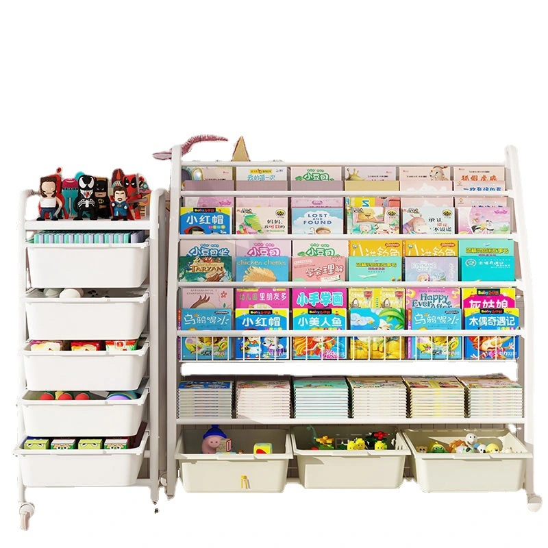 Home Furniture 4-Layer Children's Book Storage Rack Metal Magazine Floor Rack Indoor Display Display Rack