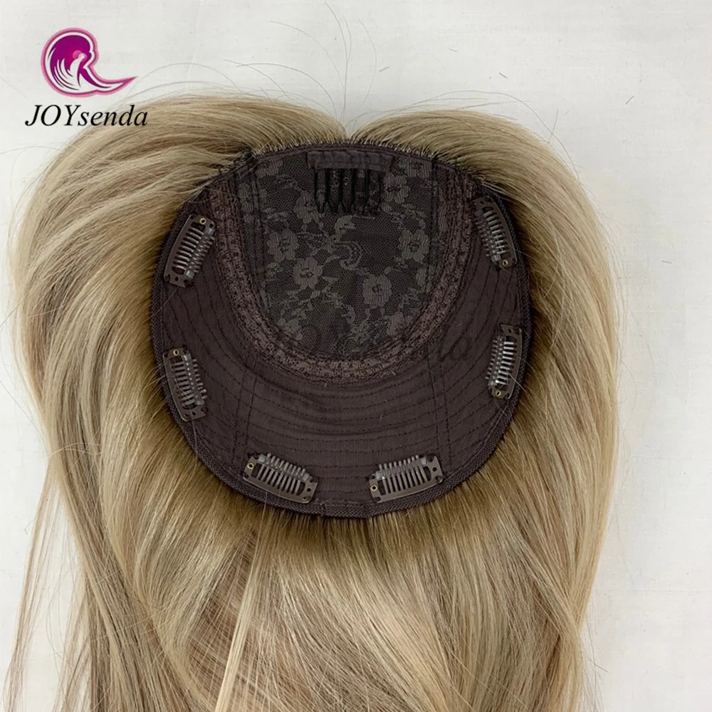 El cabello humano 100% virgen color rubio despuntador judío/piezas Cabello Cabello/ Topper para las mujeres blancas