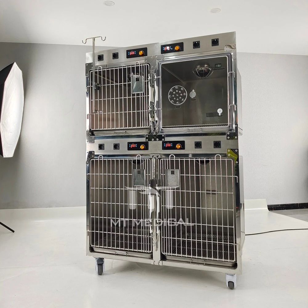 Chambres à oxygène en acier inoxydable pour animaux de compagnie, chiens et chats, en vente chaude dans les cliniques vétérinaires.