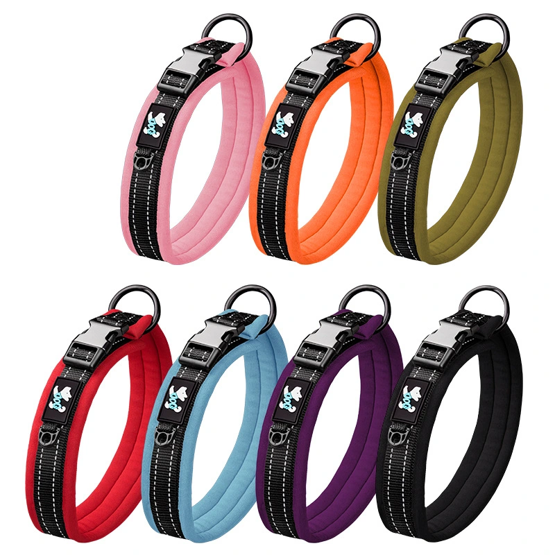 Customized Logo Nylon Material Alloy Buckle Night Reflection Pet Collar