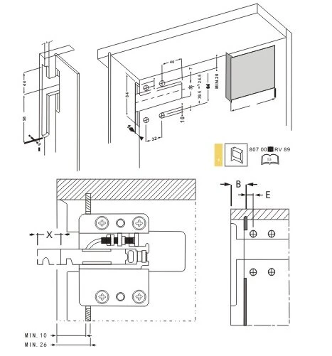 Soporte de montaje en pared de altas prestaciones visible para percha de armario de cocina sin cubierta