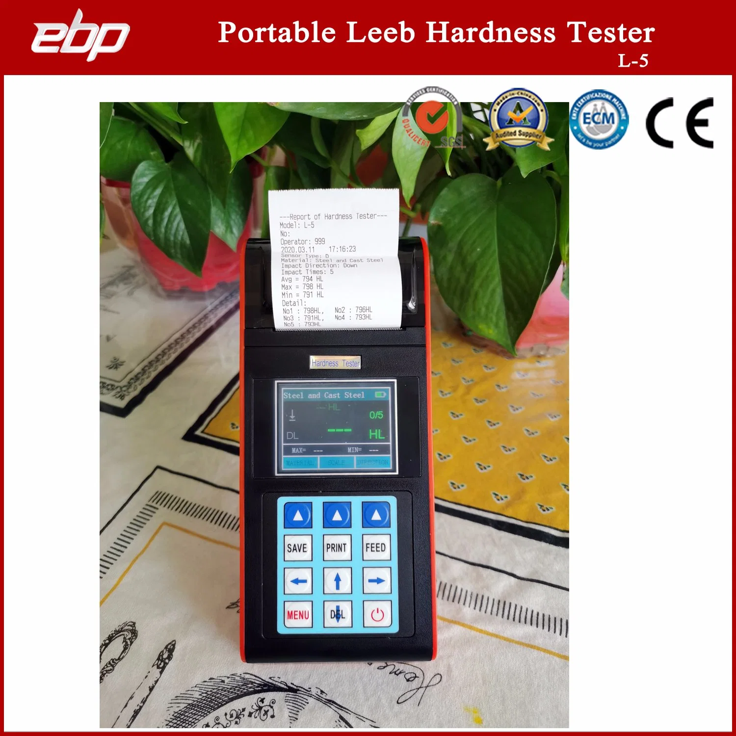 Portable Digital Rebound Leeb Durometer with Printer