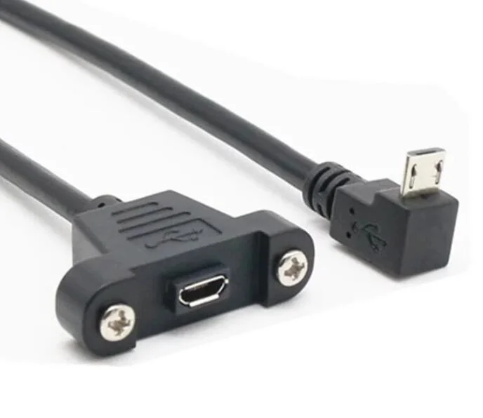 Screw Panel Mount Micro USB Data Extension Cable Data Sync Cable